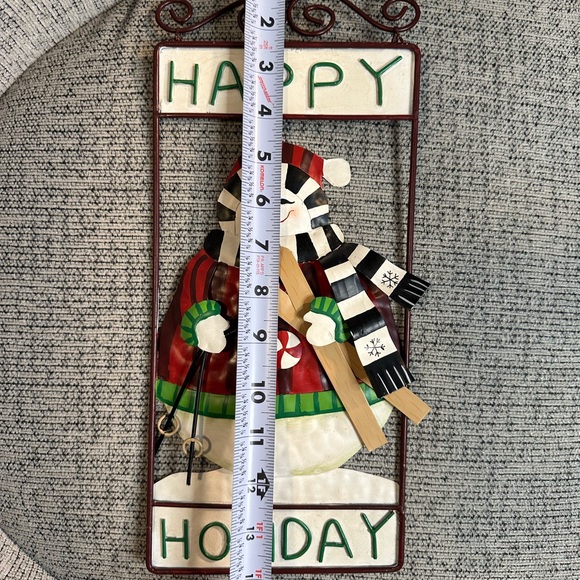Metal Holiday Wall Decor Happy Holiday Snowman Christmas Winter Decoration - Picture 5 of 5
